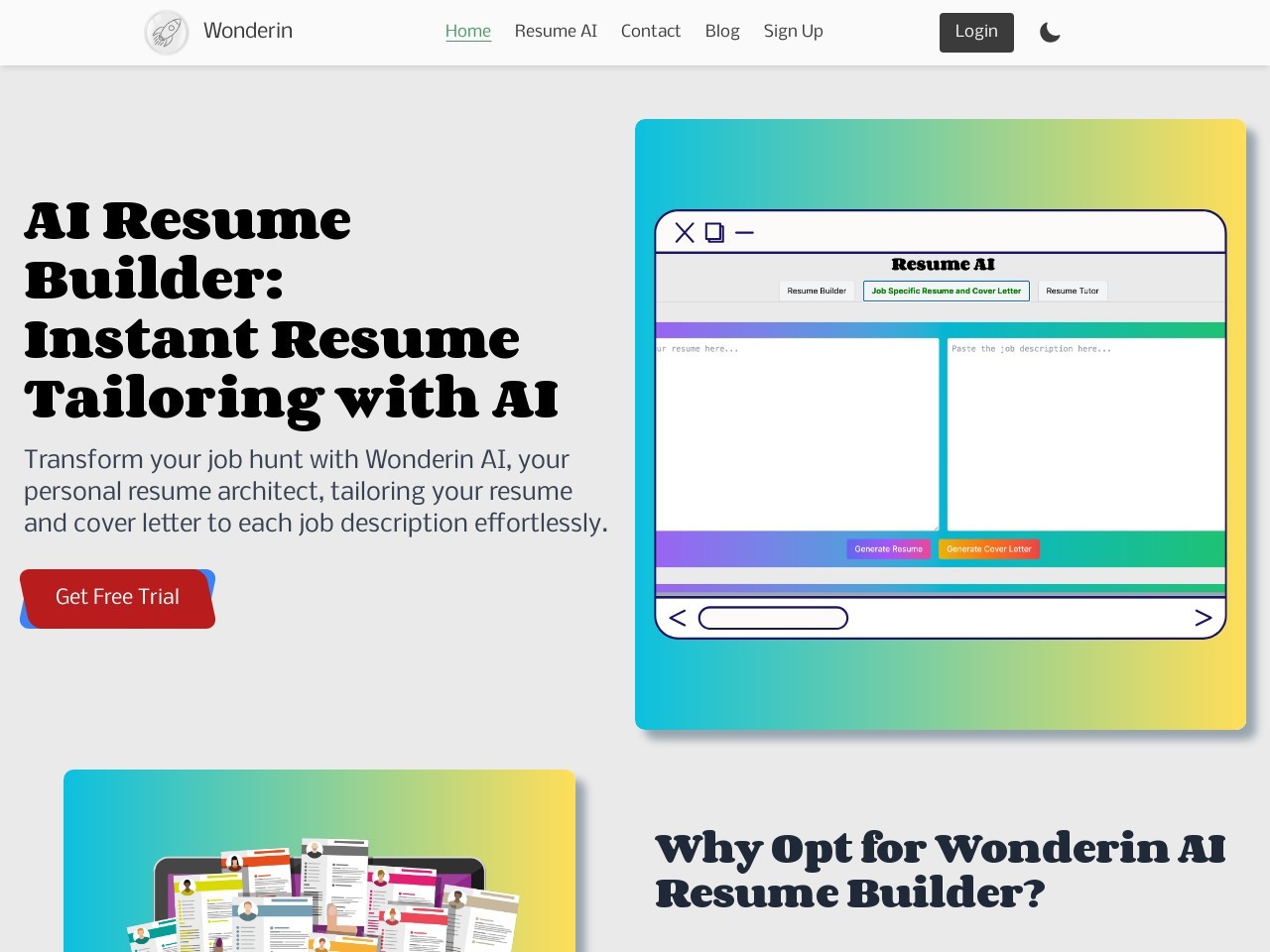 Wonderin AI Resume Builder